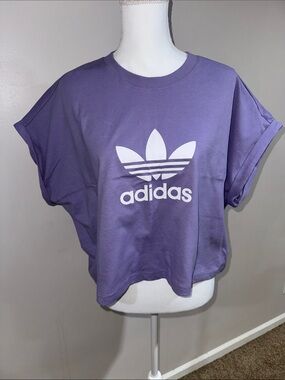 adidas Purple Cropped Trefoil Tee